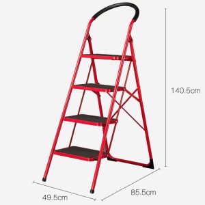 Scară metalică roșie 4 trepte